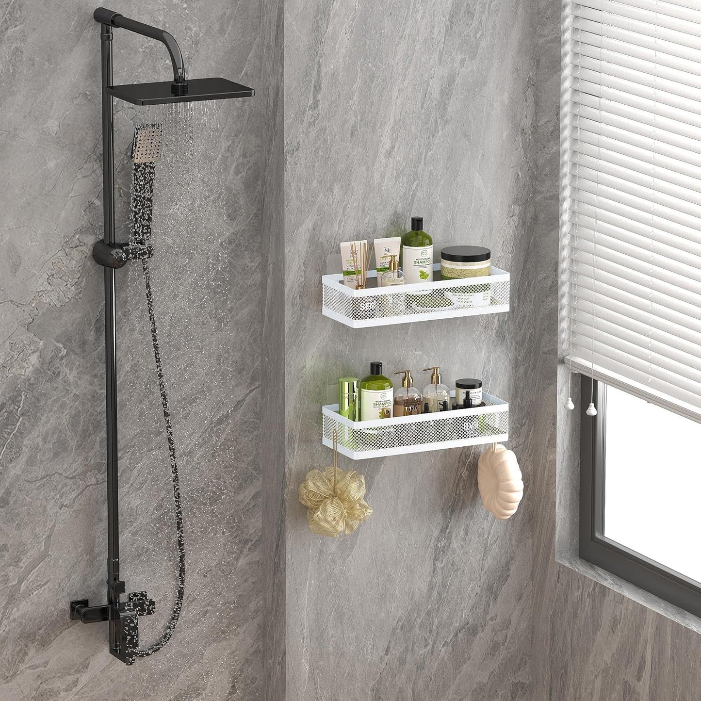 PUSDON Metal Wall Hanging Basket 2 Packs DIY Suitable for Multiple Scenes - Middle White Netting Set