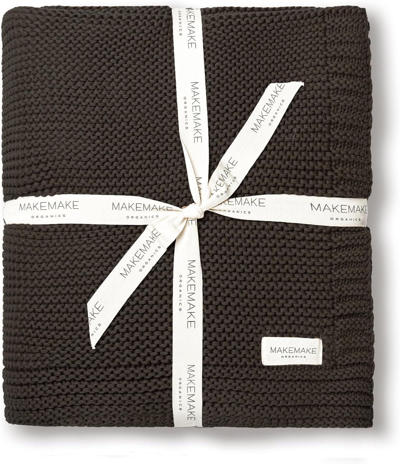 MakeMake Organics Organic Throw Blanket GOTS Certified Organic Cotton Blanket Knit Couch Bed Fall Colors Soft Neutral Cotton Throw Blanket Large (50x60, Charcoal Grey)