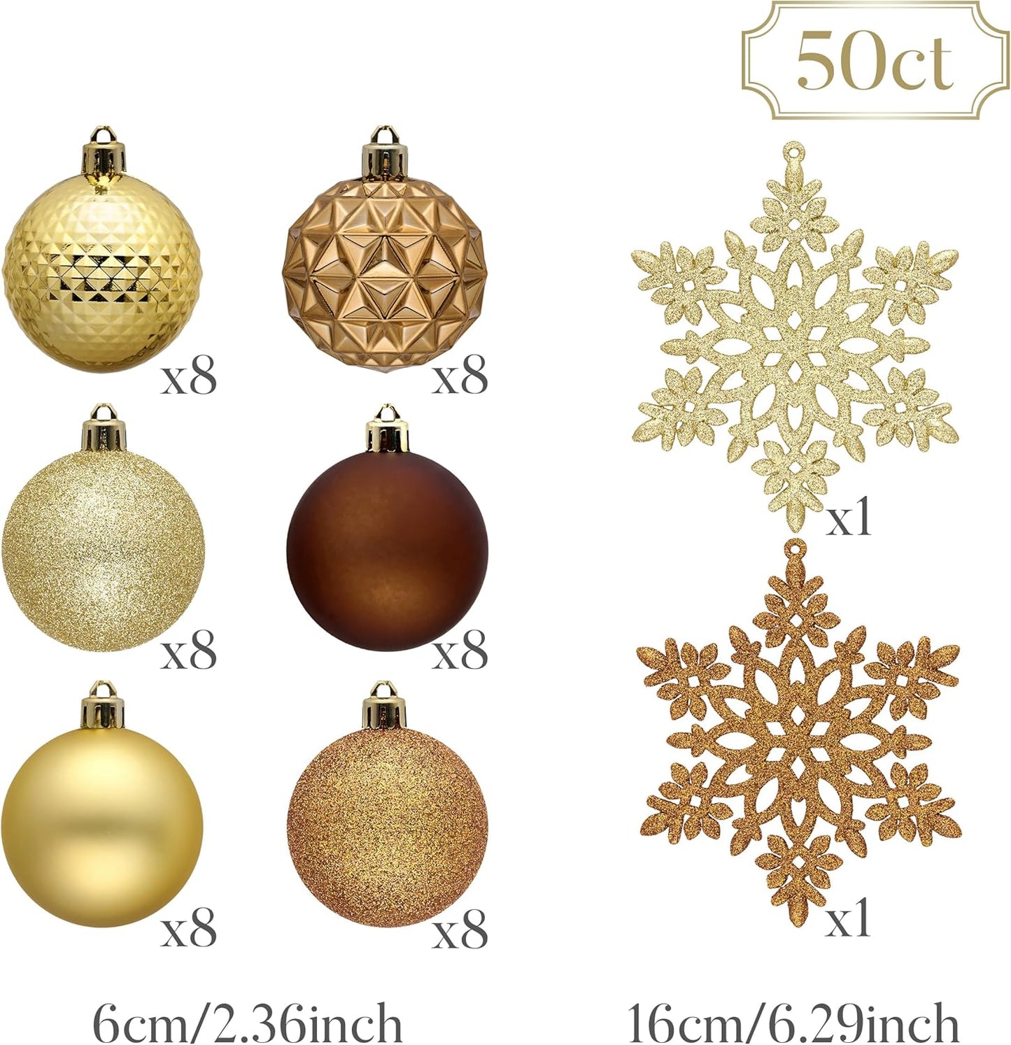 Valery Madelyn Christmas Tree Decorations Ornament Set for Fall Halloween, 50ct 2.36 Inches Bronze Copper Gold Shatterproof Christmas Ball Ornaments Hanging Xmas Holiday Party Decor
