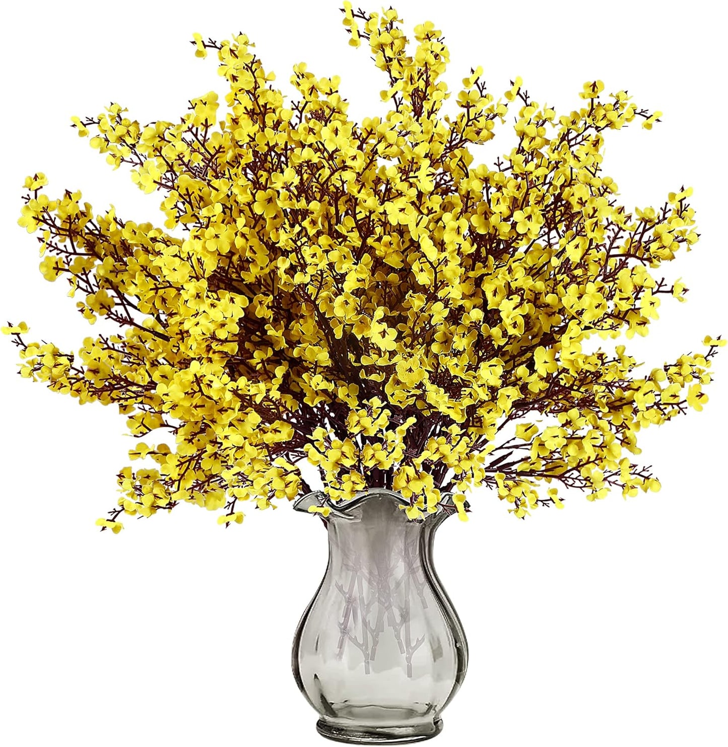 Sggvecsy 6 Pcs Babys Breath Artificial Flowers Gypsophila Bouquets Bulk Real Touch Fake Silk Flowers for Home Wedding DIY Floral Arrangement Kitchen Table Centerpiece Festival Decoration (Yellow)