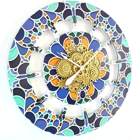 The Gears Clock Wall Clock Italy Collection with Moving Gears (Tramonti, 36 inch Round)