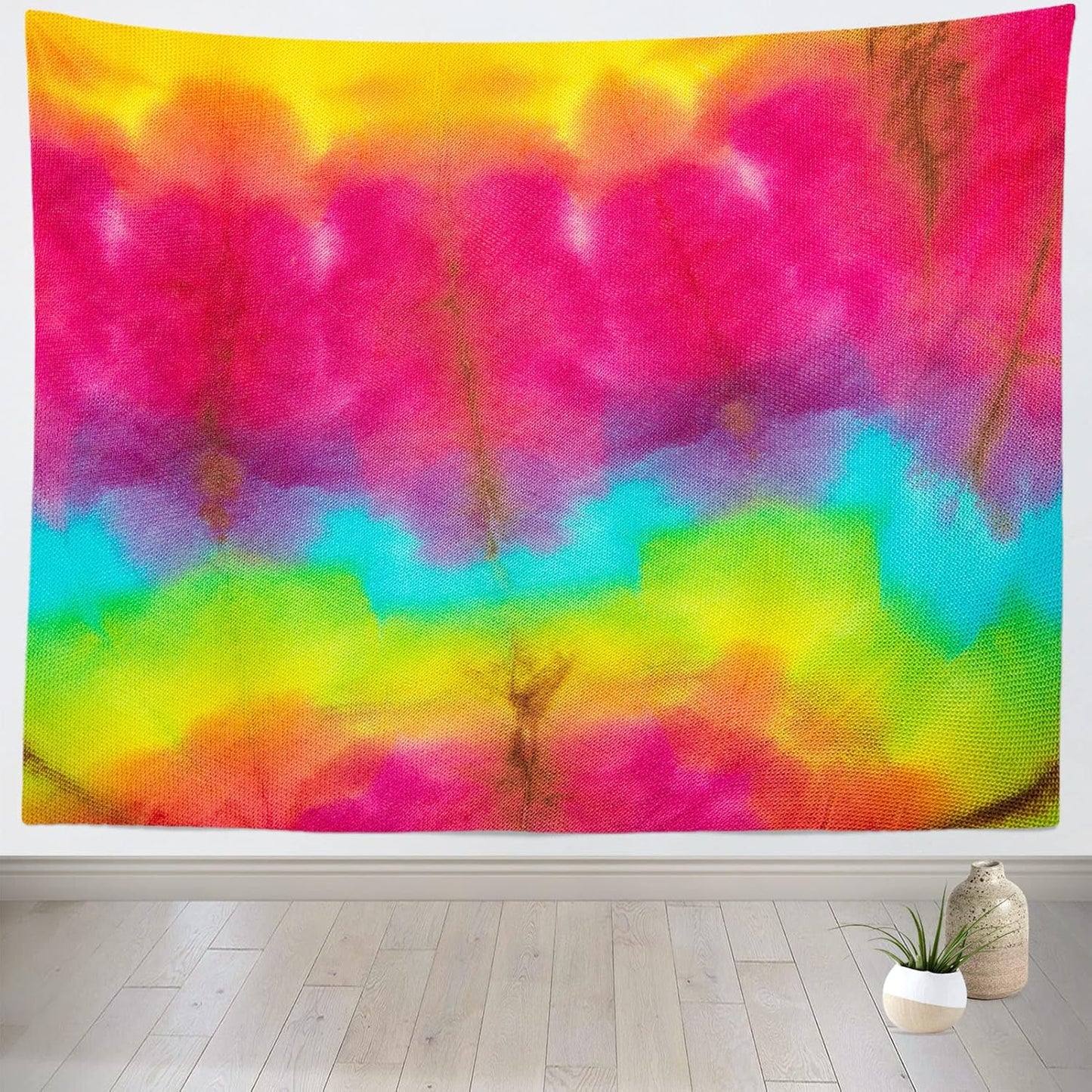 BELECO Tie Dye Tapestry Wall Hanging 60x40 Inch Fabric Tie Dye Color Texture Background Tapestry Groovy Sign Rainbow Tapestry Hippie Tie Dye Tapestries for Bedroom Living Room Dorm Decor