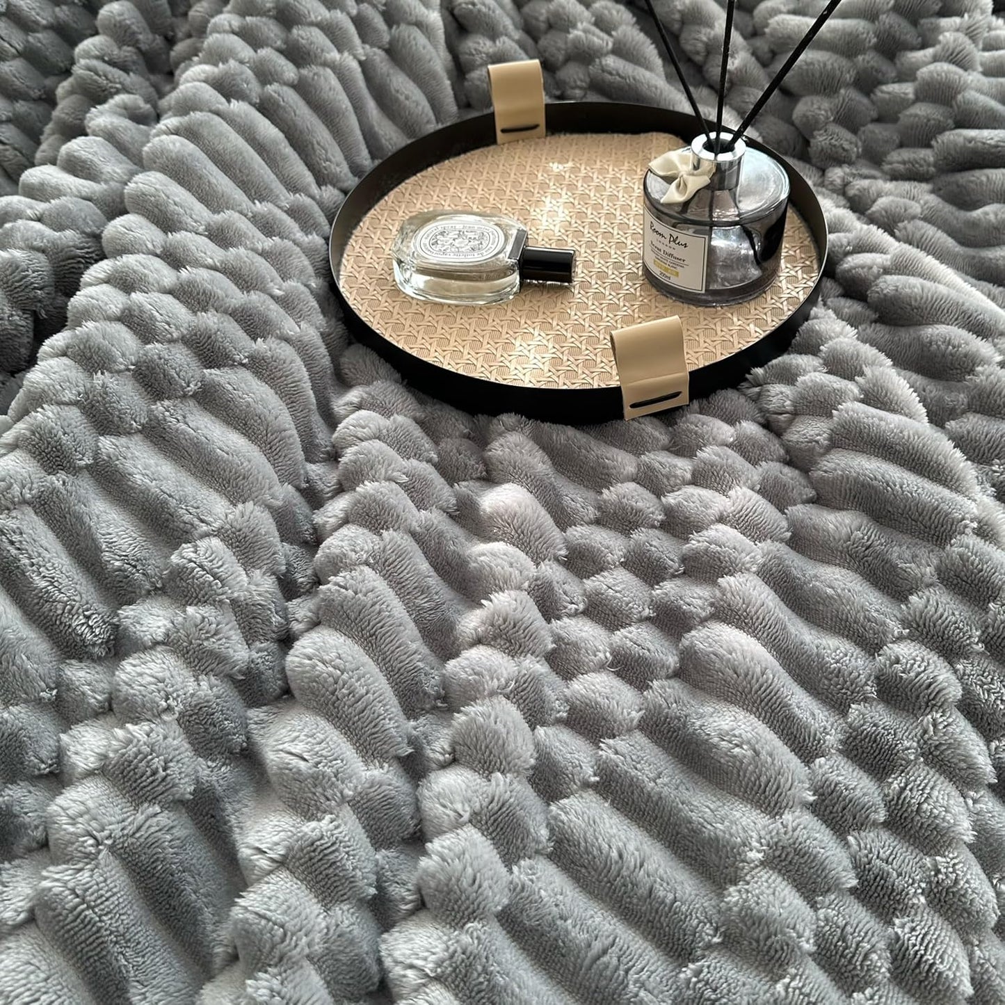 UKELER Sherpa Throw Blanket 60 × 80 inch, 470 GSM Striped Sherpa Fleece Blanket for All Season, Warm and Cozy Blankets for Couch Sofa Bed Office Camping, Red