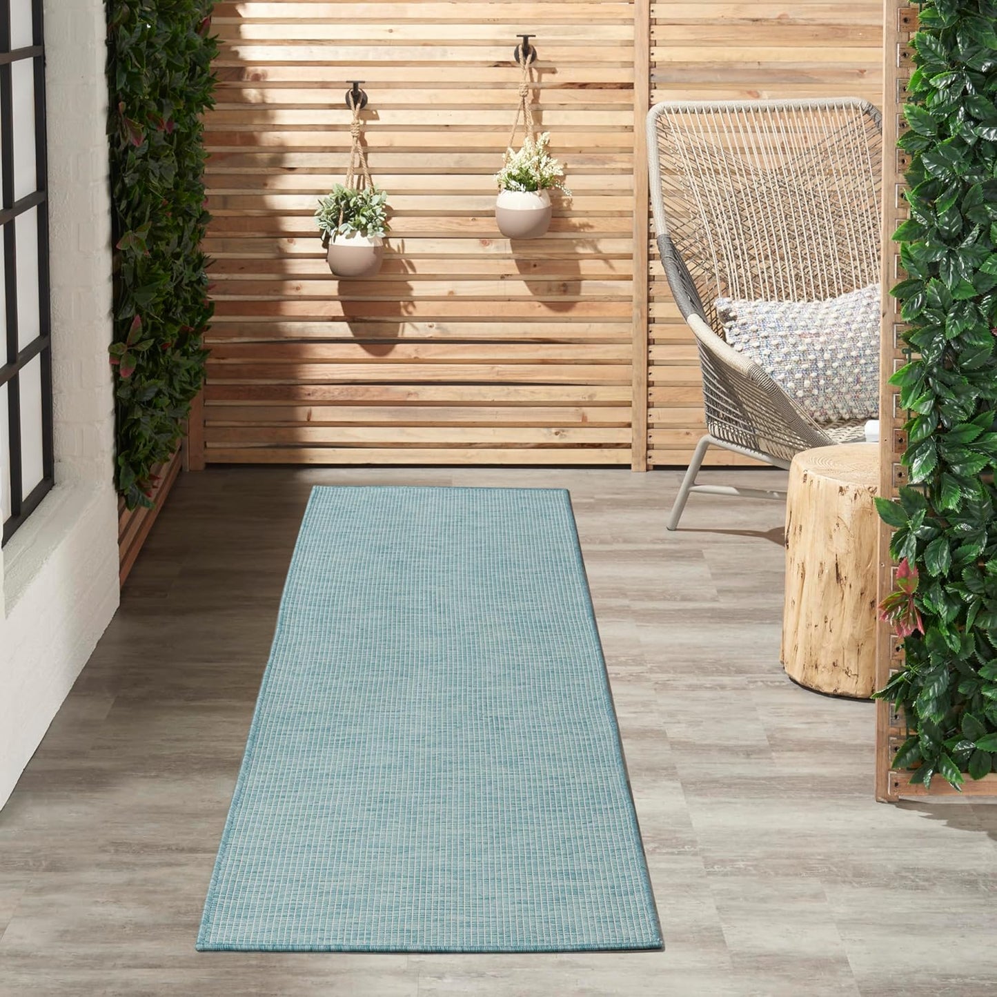 Nourison Positano Aqua 2' x 6' Area Rug Easy Clean, Non Shedding, Bed Room, Living Room, Dining Room, Kitchen (6' Runner)