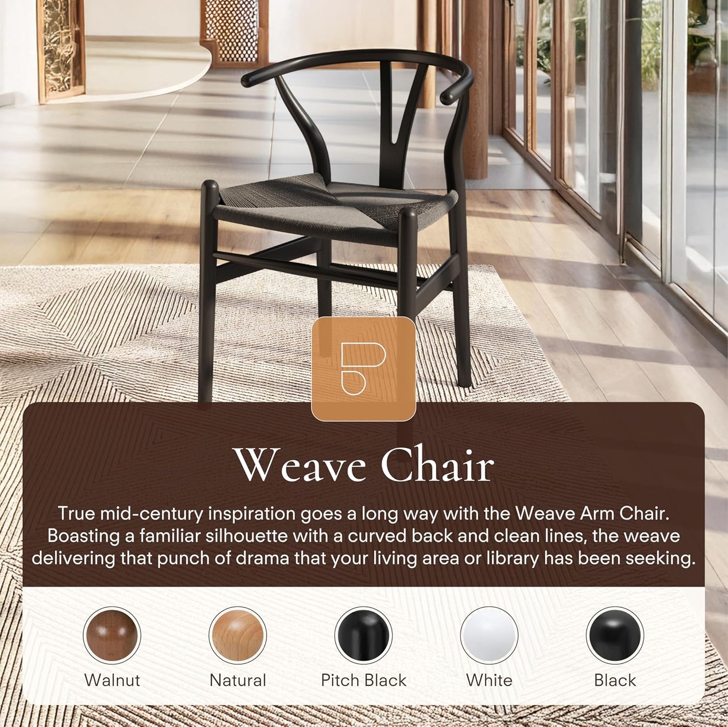 POLY & BARK Weave Chair Set of 2 in Pitch Black