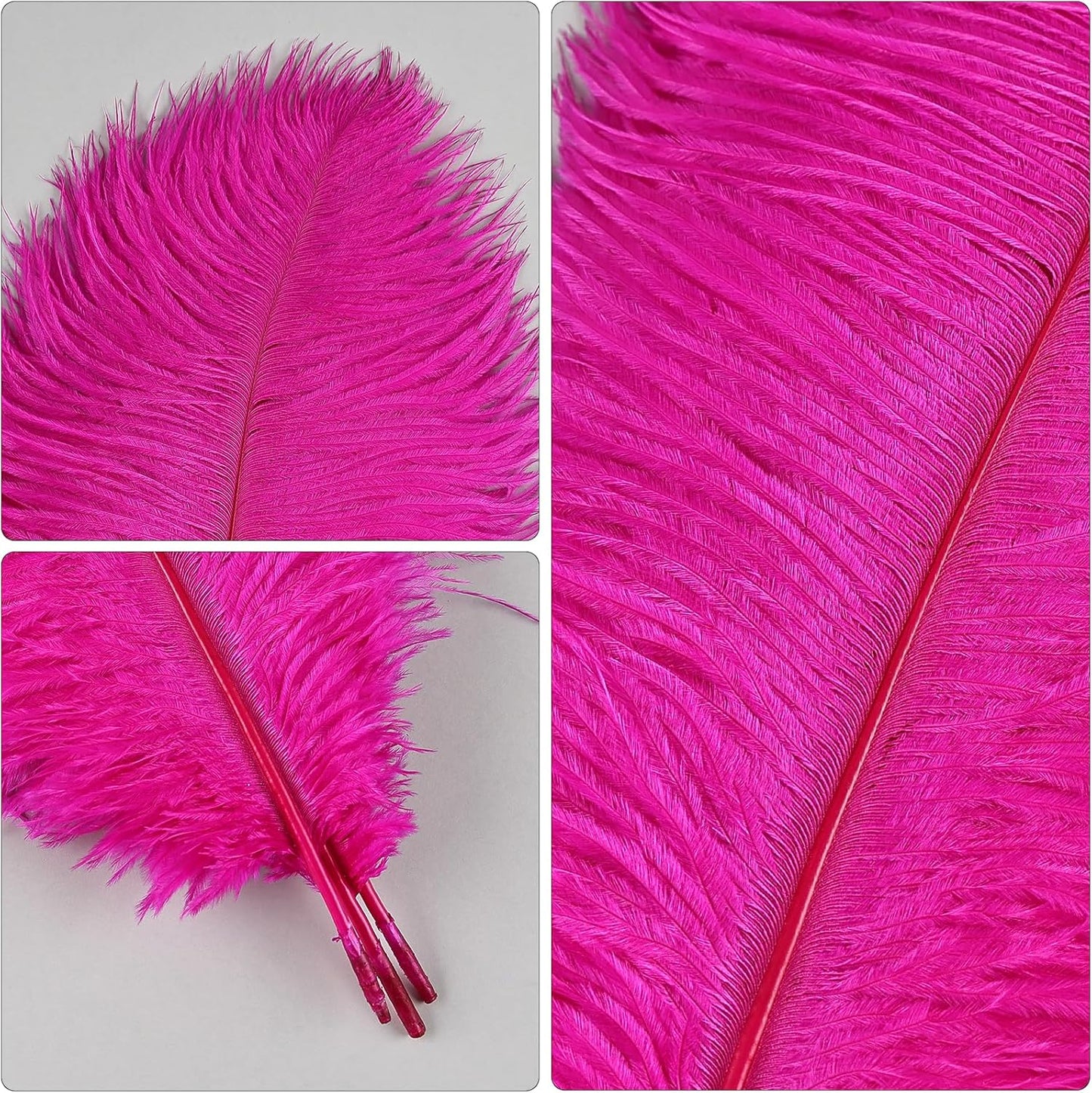 THARAHT Hot Pink Ostrich Feathers 24pcs Natural Bulk 8-10Inch 20cm-25cm for Crafts Wedding Party Centerpieces Easter Gatsbi and Home Decoration Feathers