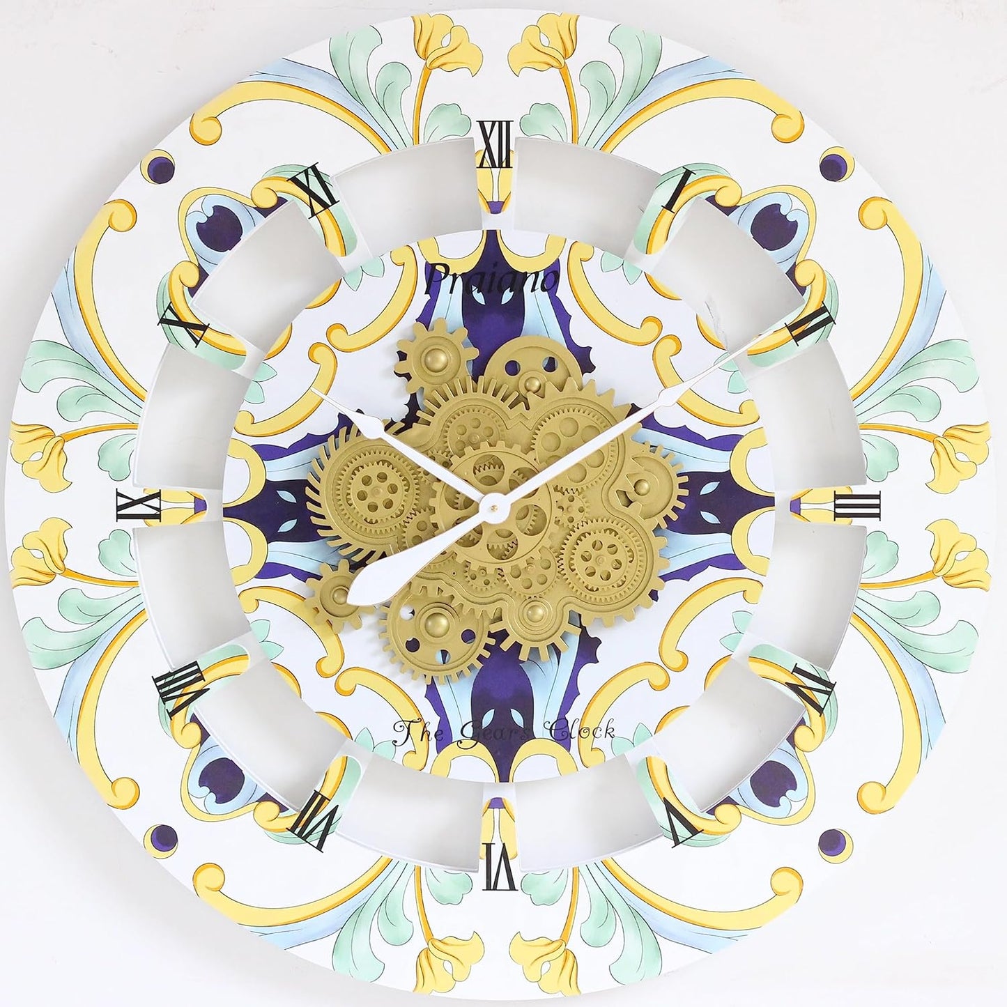 The Gears Clock Wall Clock Italy Collection with Moving Gears (Praiano, 36 inch Round)