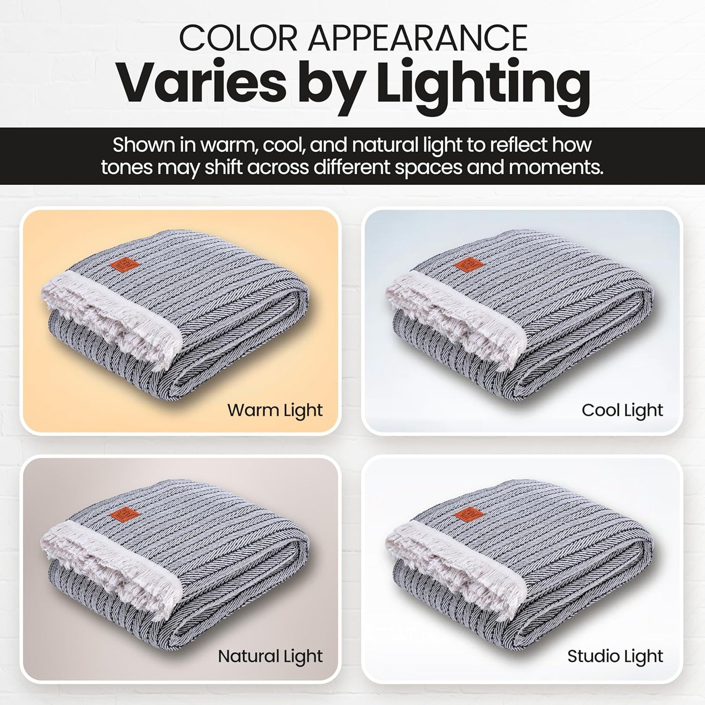 Gold Case Throw Blanket for Bed – 100% Recycled Turkish Cotton Bed Blanket – Decorative Throw Cotton Blankets for Living Room & Bedroom – Woven Twin Blankets - 71x90 - Black