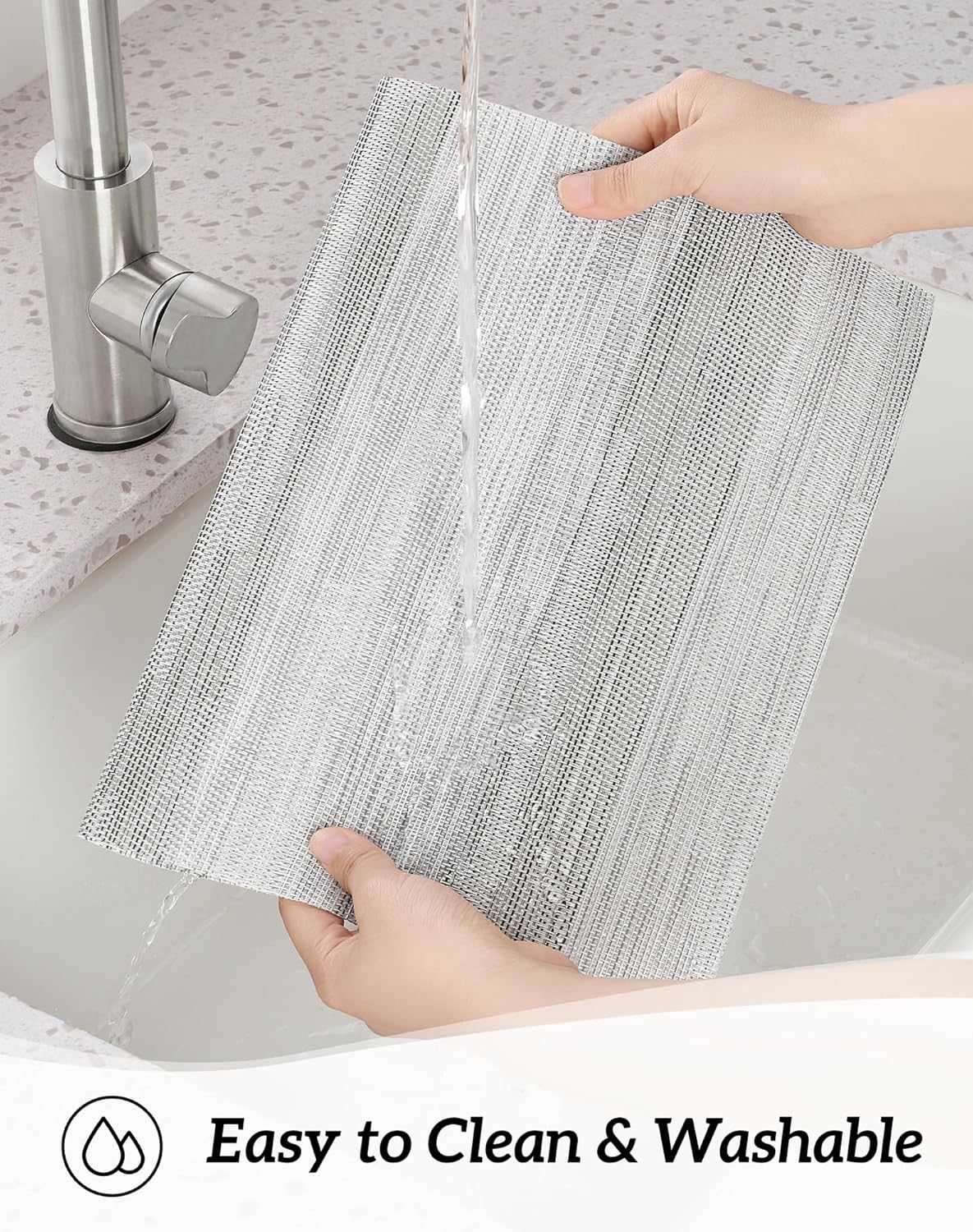 Leetaltree Lightsteel Black Placemats Set of 12 - Heat Resistant Non-Slip Place mats for Dining Table, Washable Durable PVC Vinyl Woven Table Mats (Lightsteel Black, 12)