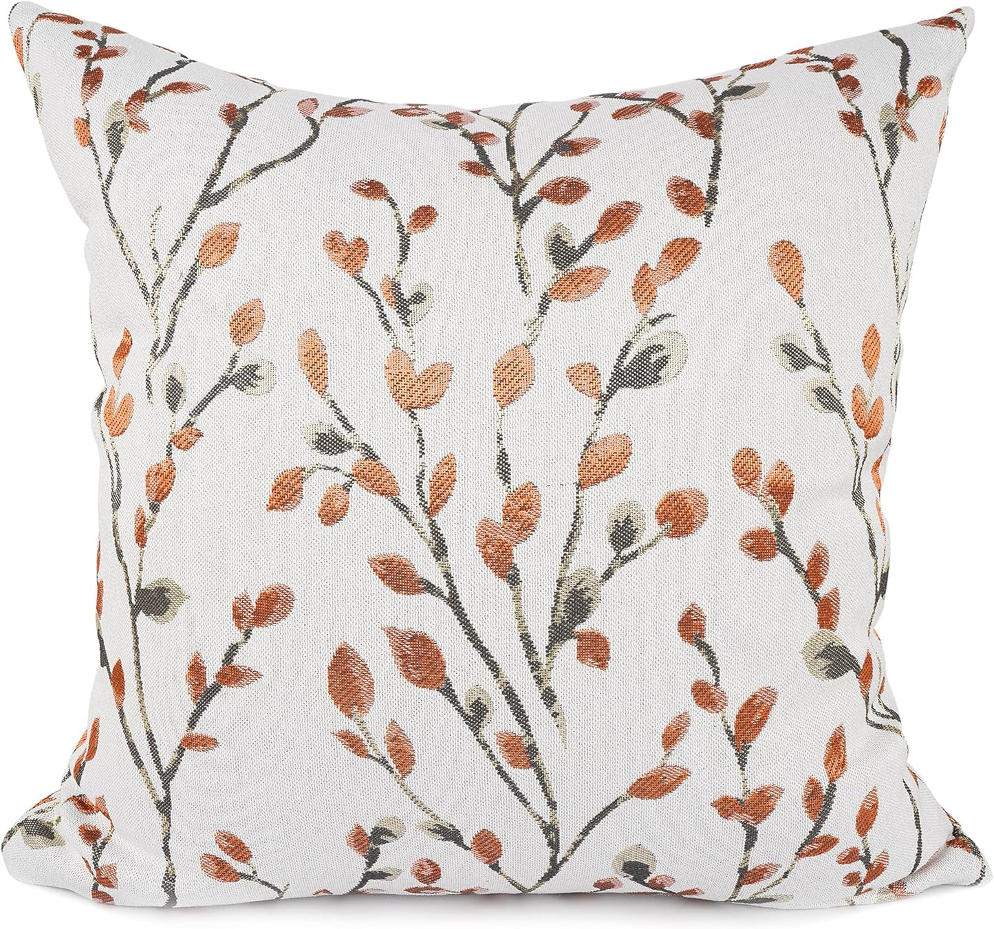 YOUR SMILE Classical Embroidery Jacquard Orange Square Decorative Throw Pillow Case Cushion Cover 18x18 inch