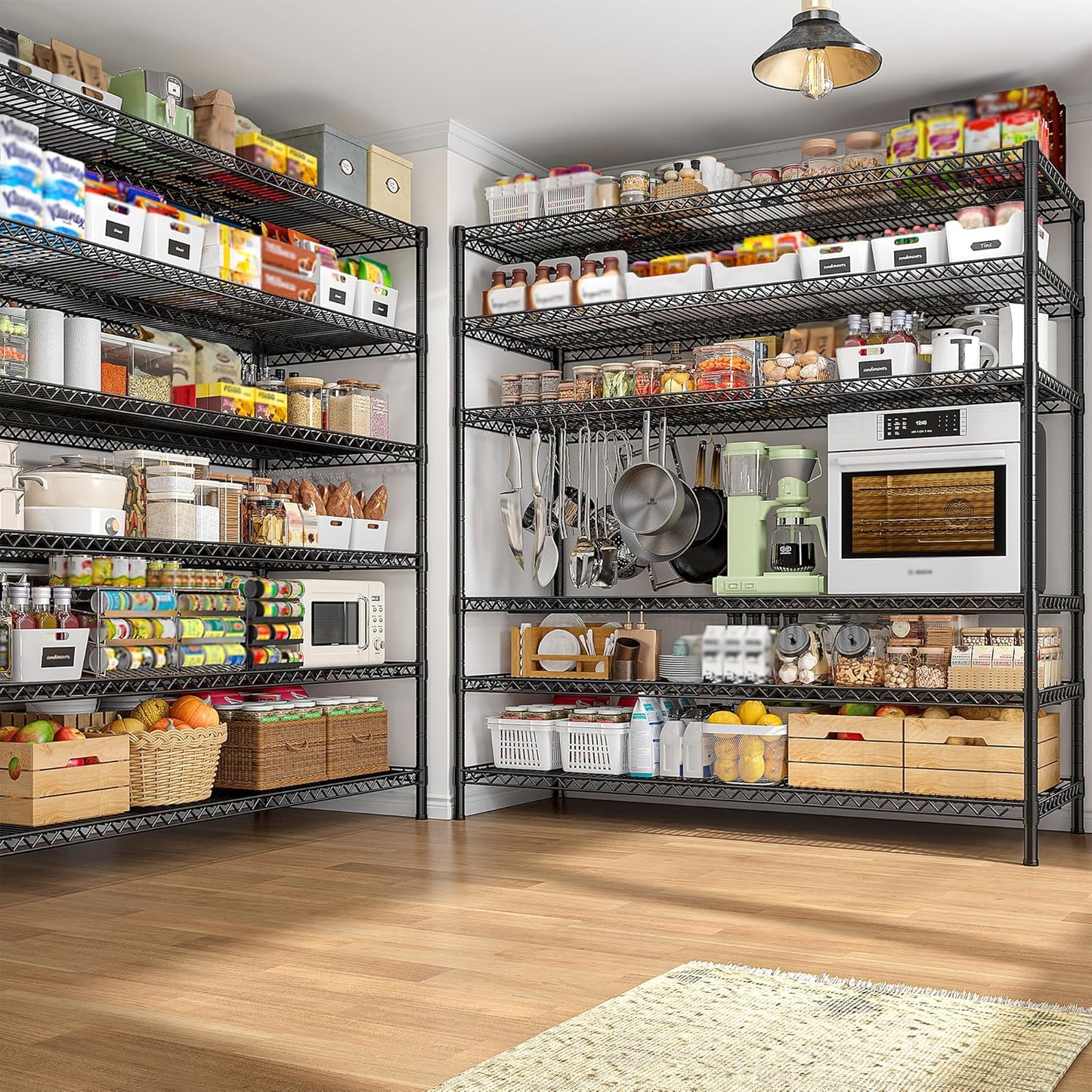 REIBII 83" H Storage Shelves 3840LBS Metal Shelving Unit 6 Tier Wire Shelving Commercial Adjustable Garage Shelving Heavy Duty for Storage Rack for Pantry, Garage, Kitchen, 83" H x 55.5" W x 18" D