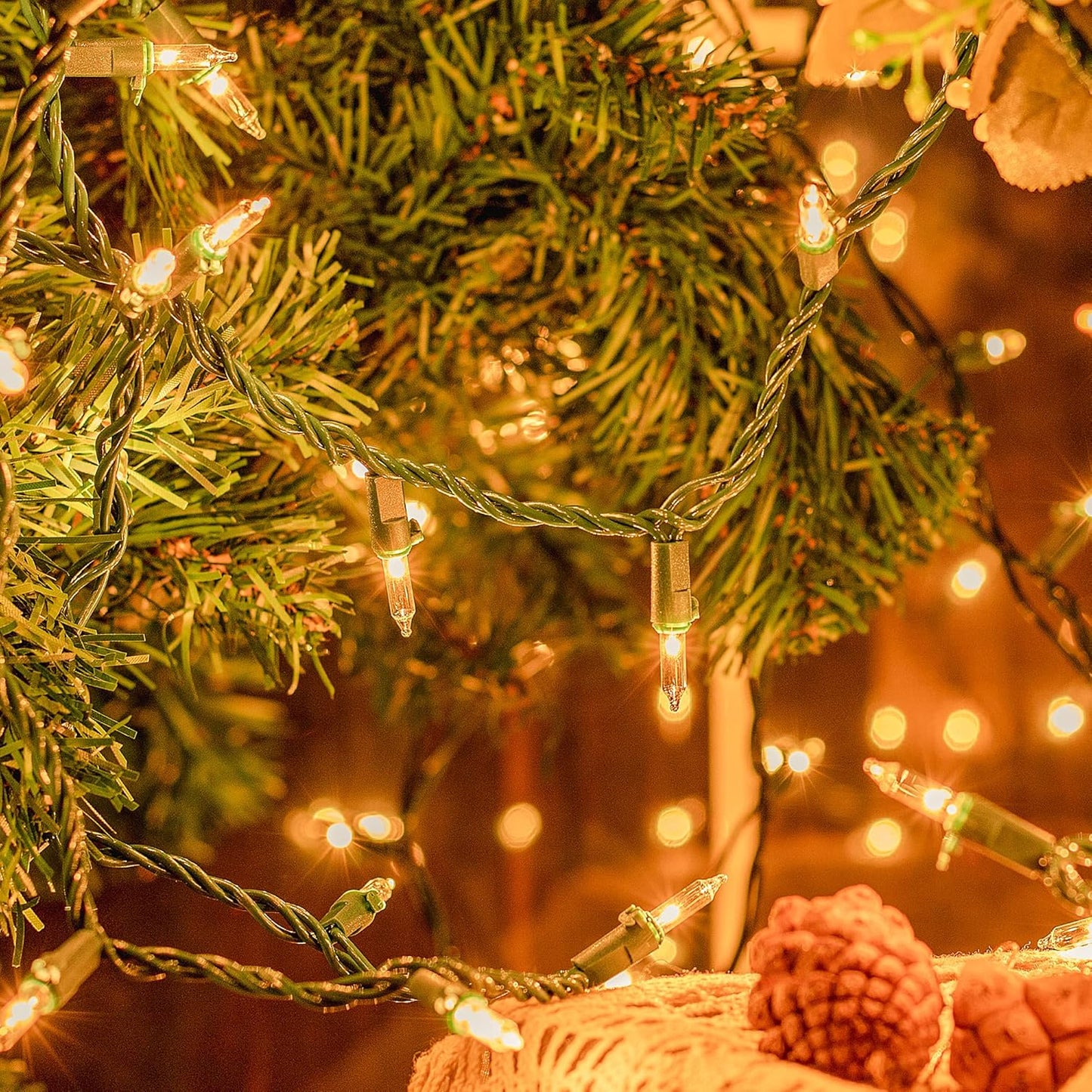 50-Count White Christmas Lights with Green Wire,Mini String Lights for Holiday Decorations, Christmas Tree Lights, Holiday Party, Wedding, Xmas, Home, Indoor & Outdoor Use (13ft Long)