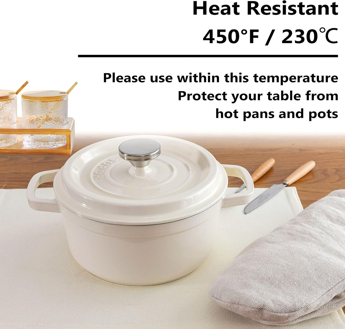 Home Brilliant Placemats Set of 4 Dining Table Placemat Washable Place Mats, 13 x 19 inches, Cream