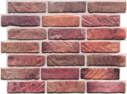 CONCORD WALLCOVERINGS ™ 3D Red Faux Brick Wall Panels - Pack of 10, Lightweight 17.5" x 24" (44.5 cm x 61 cm) PVC Sheets, Decorative Stone Tiles for Living Room, Kitchen - Covers 28.86 Sq Ft (572OR)
