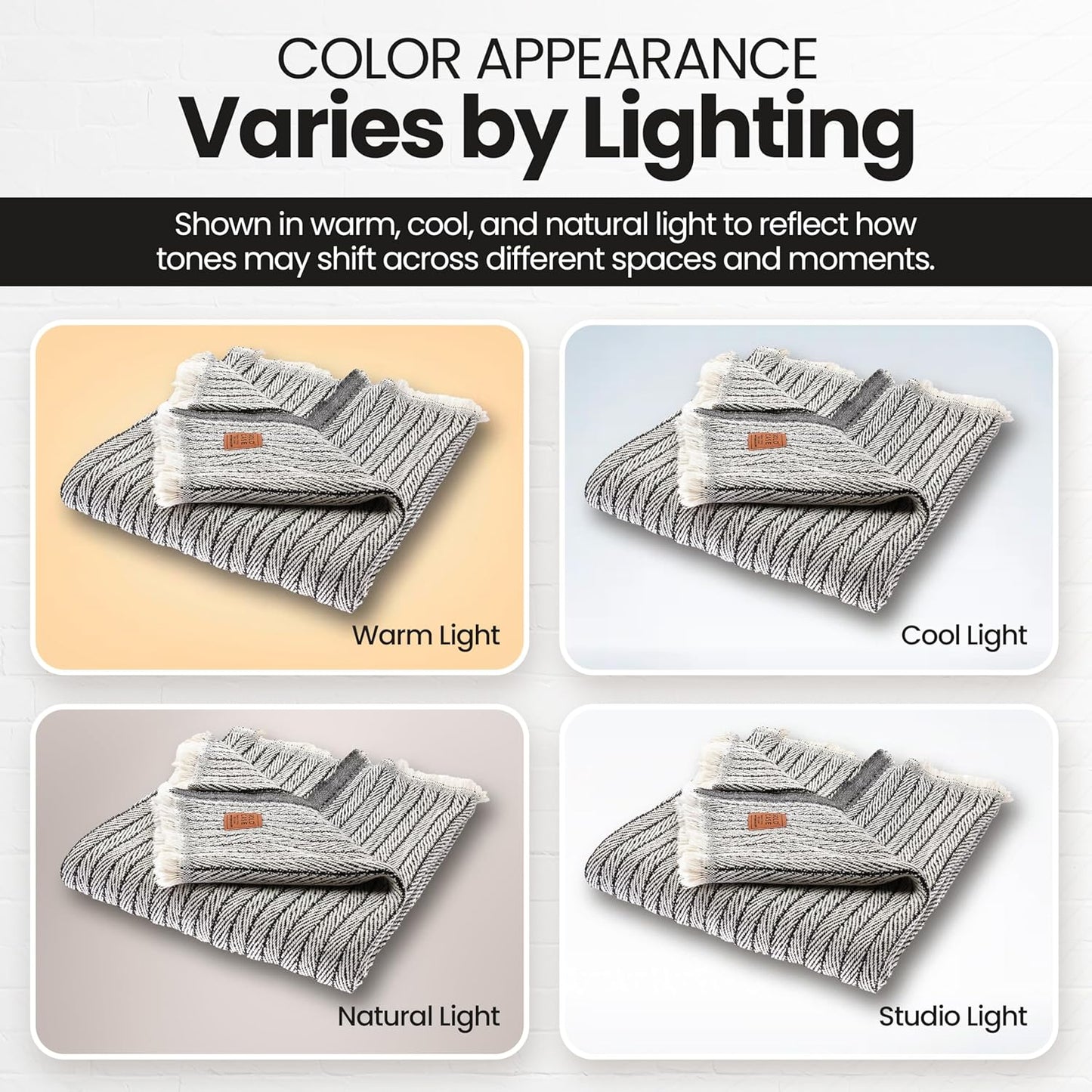 Gold Case Throw Blanket for Couch – 100% Recycled Turkish Cotton Blankets & Throws – Elegant Decorative Throw Blankets for Living Room Sofa – Woven Throws for Couch – Vintage Black – 60x80