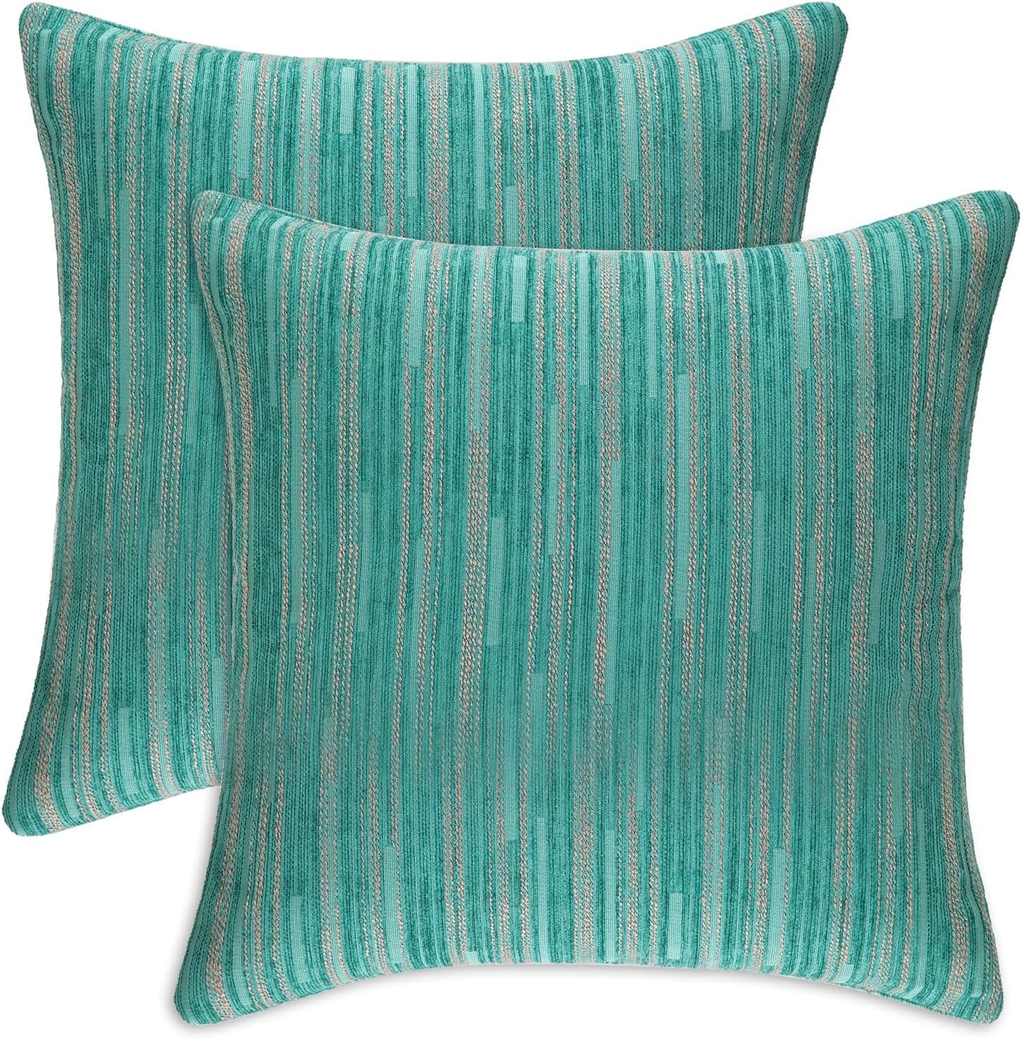 Yeiotsy Decorative Pillow Covers Teal, Pack of 2, Modern Striped Throw Pillow Cases Geometric Cushion Covers (Teal, 18 X 18 Inches)