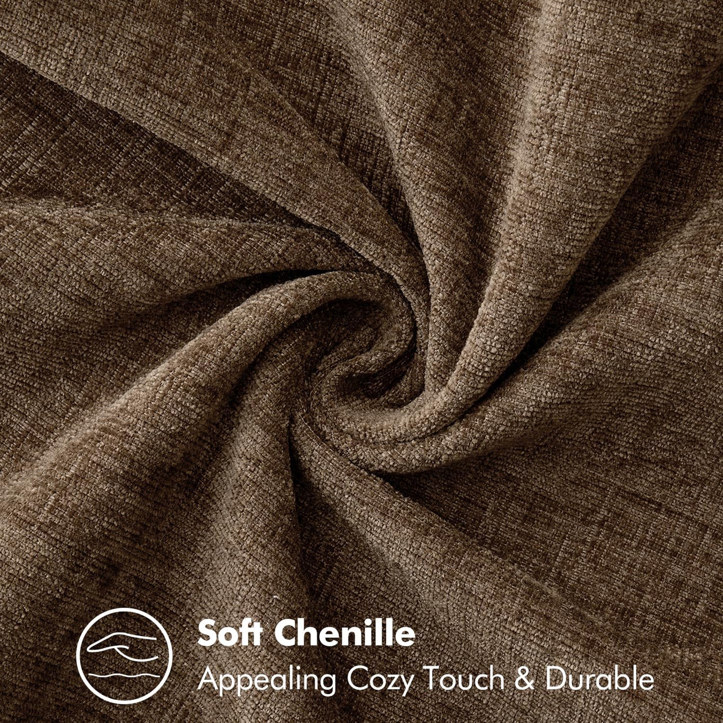 MIULEE Pack of 2 Couch Throw Pillow Covers 18x18 Inch Brown Farmhouse Decorative Pillow Covers with Stitched Edge Soft Chenille Solid Dyed Spring Pillow Covers for Sofa Bed Living Room