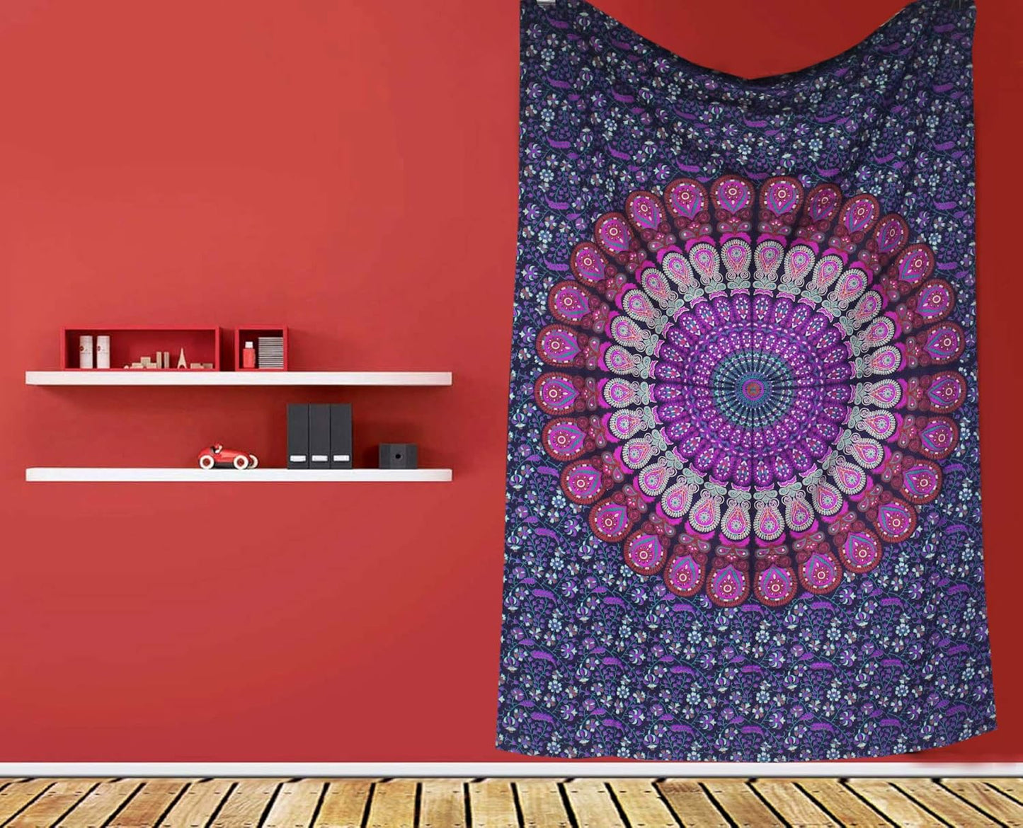 raajsee Purple Tapestry- Best Mandala Wall Hanging- Bedding Tapestry For Bedroom Aesthetic-Size TWIN 140 X 210 CMS