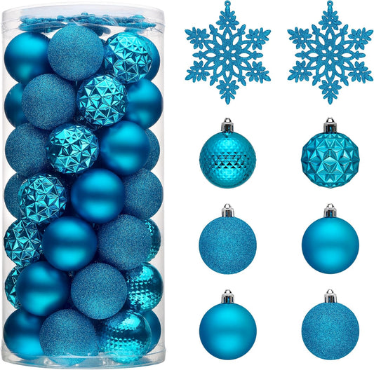 Valery Madelyn Christmas Tree Decorations Ornament Set for Fall Halloween, 50ct 2.36 Inches Blue Shatterproof Christmas Ball Ornaments Hanging Xmas Holiday Party Decor