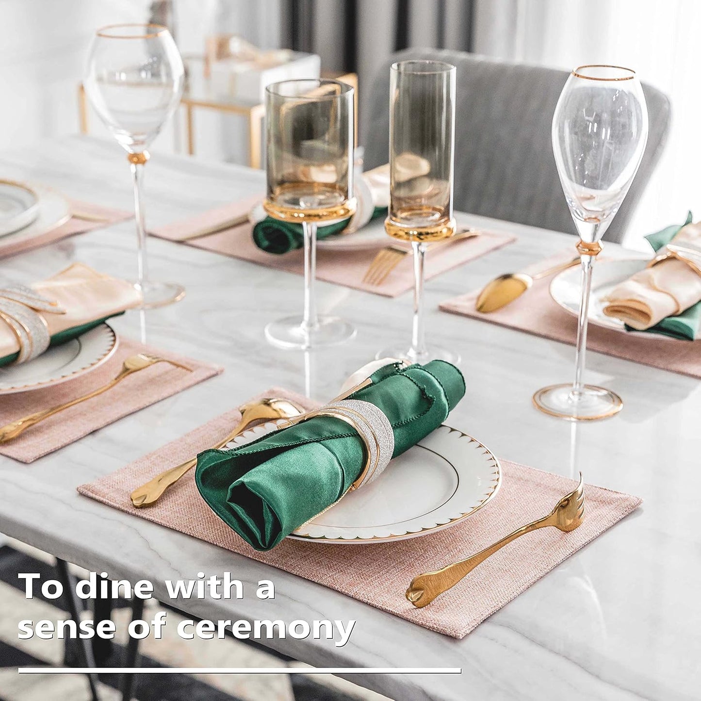 Home Brilliant Placemats Set of 4 Heat Resistant Dining Table Place Mats for Kitchen Table Party Dinner Decorations, 13 x 19 inches, Apricot Pink