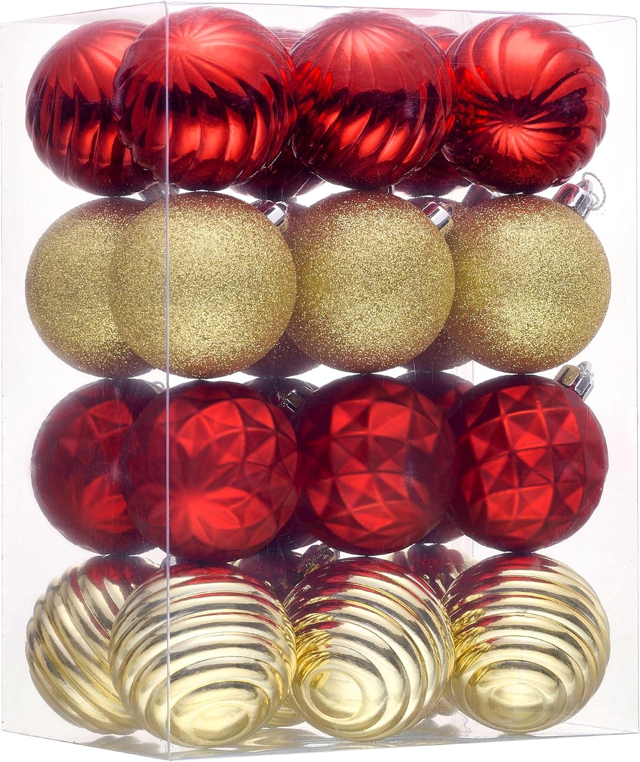 Valery Madelyn Christmas Ornaments Tree Decorations Set for Fall Halloween, 24ct Red Gold Shatterproof Ball Ornaments, 2.36" Hanging Ornament Bulk for Xmas Holiday Party Decor