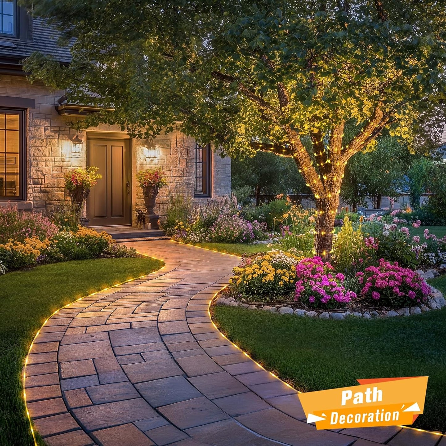 JMEXSUSS 100 LED Solar Rope Lights Outdoor Waterproof, 33ft IP65 Waterproof Solar Trampoline Lights, 8 Modes Solar String Lights for Outside Camping Tent Trampoline