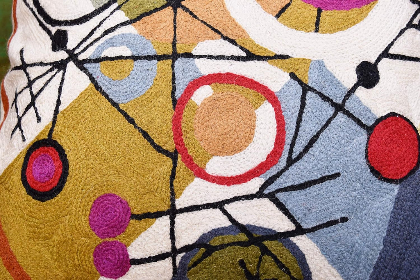 Kandinsky Abstract Throw Pillow Cover - Circles | Modern Couch & Outdoor Pillow | Mid Century Chair Cushions | Handmade Wool Size 18x18