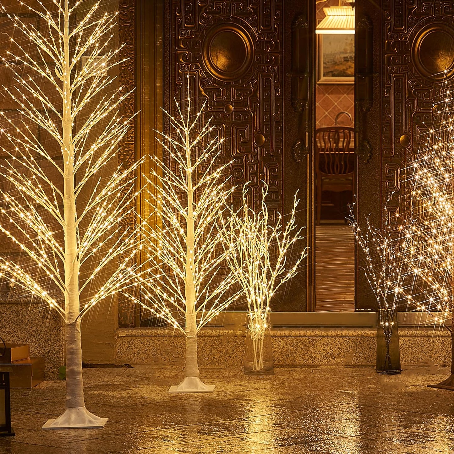 Fudios Lighted Branches Plug in 32IN 200 LED Mantle Winter Decor, White Twig Branch Lights for Christmas Holiday Party Indoor Outdoor