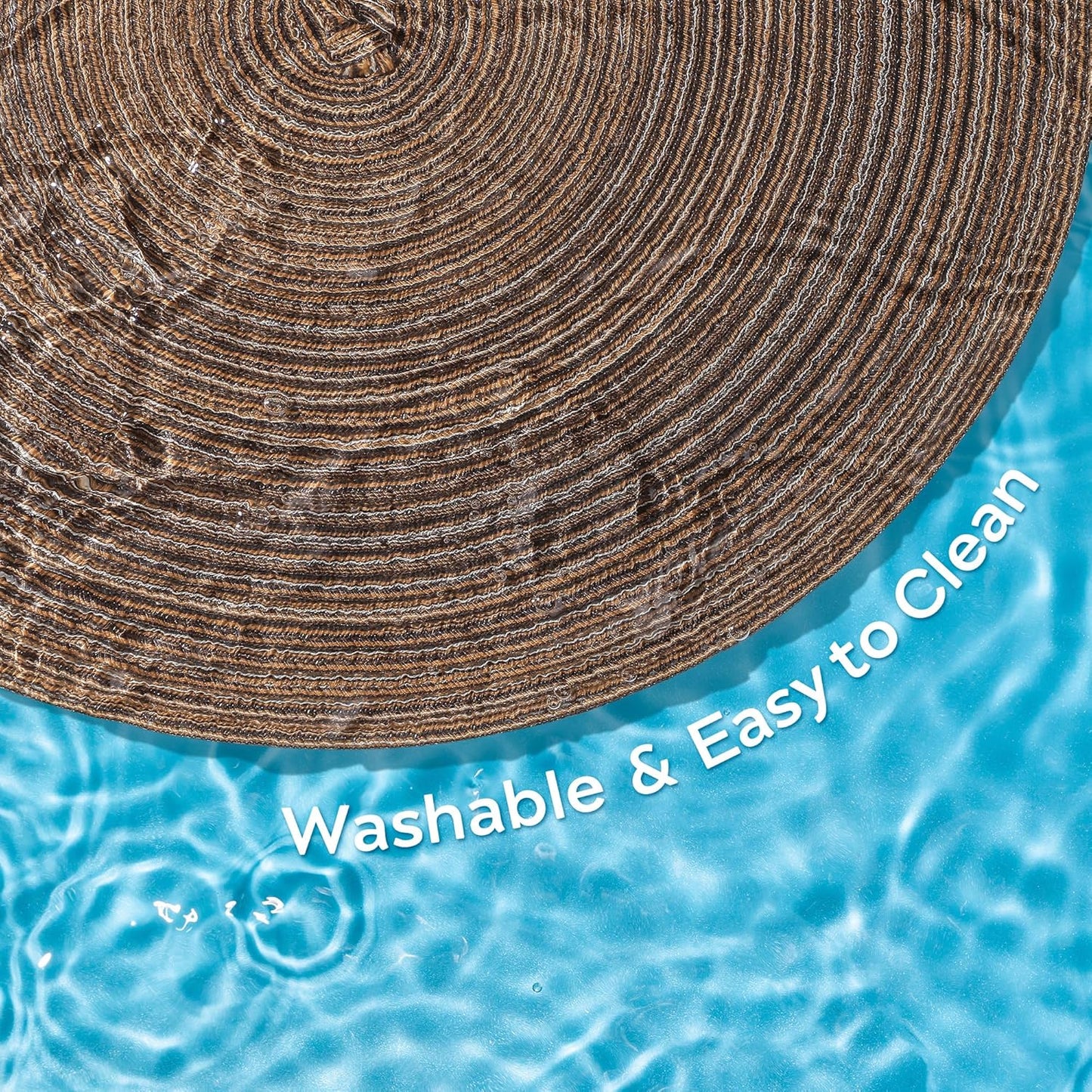 Leetaltree Round Placemats Heat and Slip Resistant Cotton Table Mats, Washable Bohemian Placemats for Dining Tables (Brown, Set of 12)