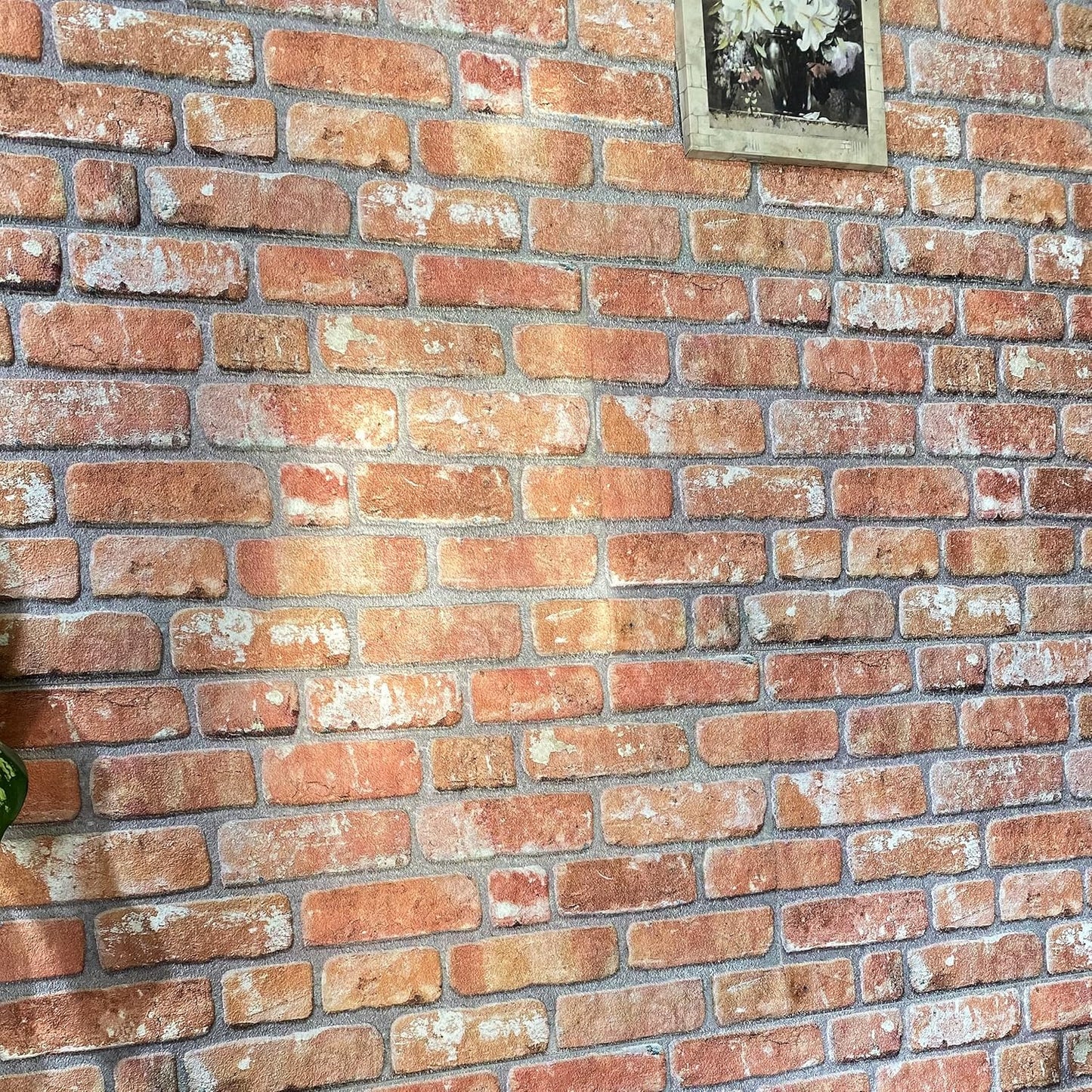 Dundee Deco 3D Wall Panels Faux Brick - Cladding, Red Orange Stone Look Wall Paneling, Styrofoam Facing for Living Room, Kitchen, Bathroom, Balcony, Bedroom, Sample, Size 10 x 10 in.